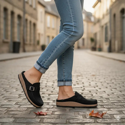 Women's Suede Mules Wide Fit Comfortable - Vonnera