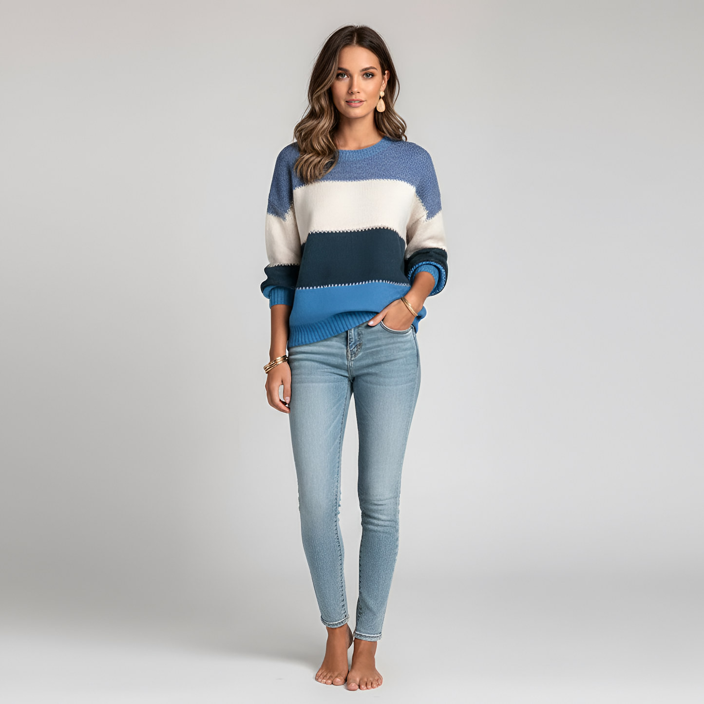 Women's Cotton Blend Sweater Pullover Long Sleeves