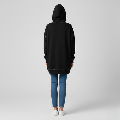 Women's Oversized Hoodie Black Contrast Stitching