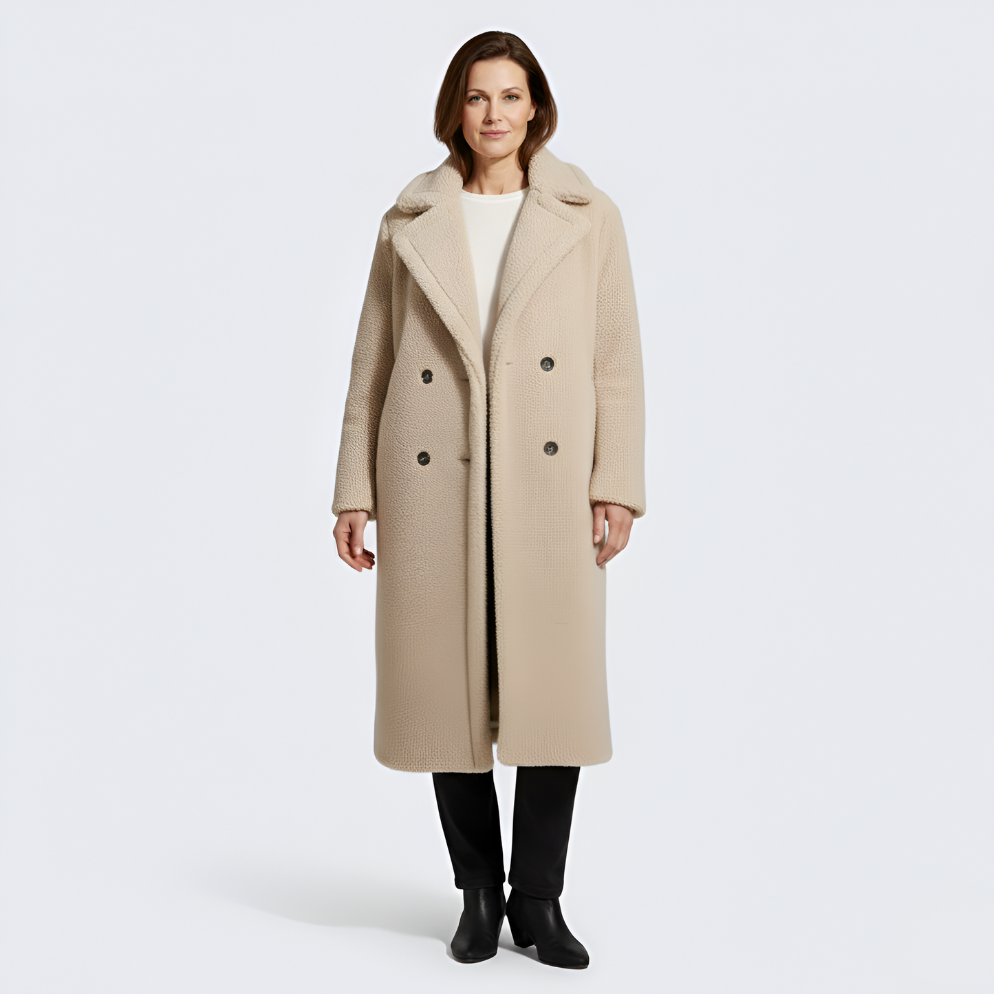 Women's Double Breasted Plush Teddy Coat
