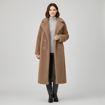 Women's Double Breasted Plush Teddy Coat - Vonnera