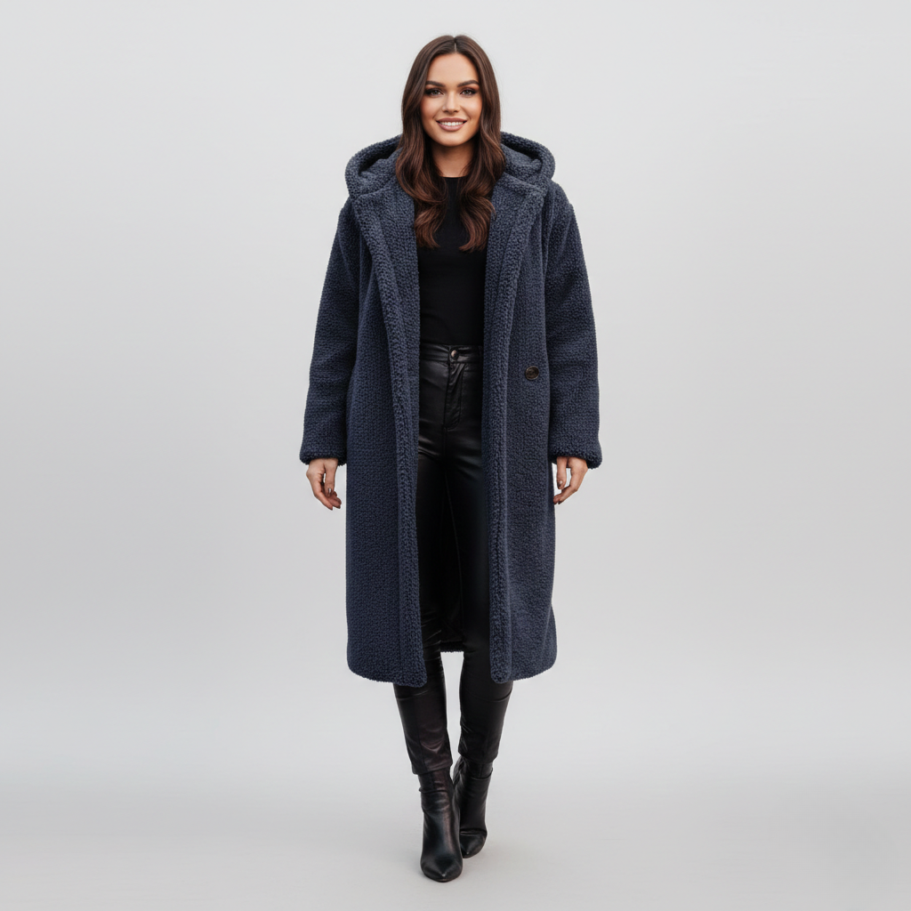 Women's Long Teddy Coat Plush Hooded Winter Outerwear
