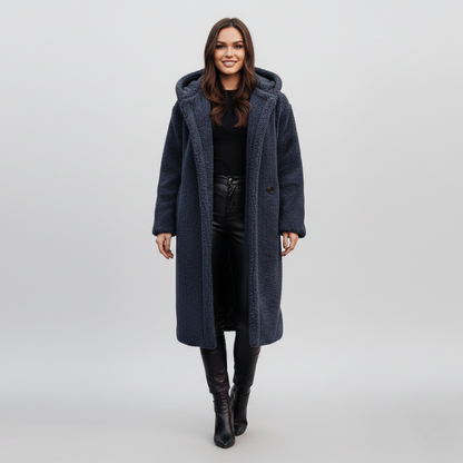 Women's Long Teddy Coat Plush Hooded Winter Outerwear