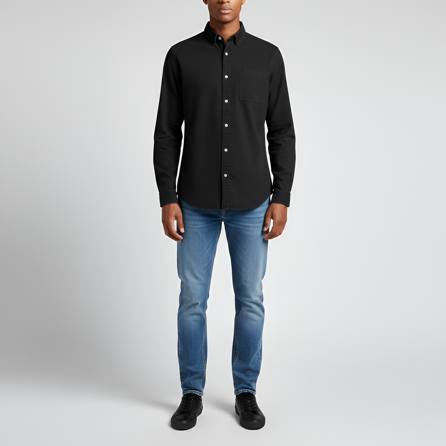 Men's Cotton Long Sleeve Button Down Shirt Casual Fit - Vonnera