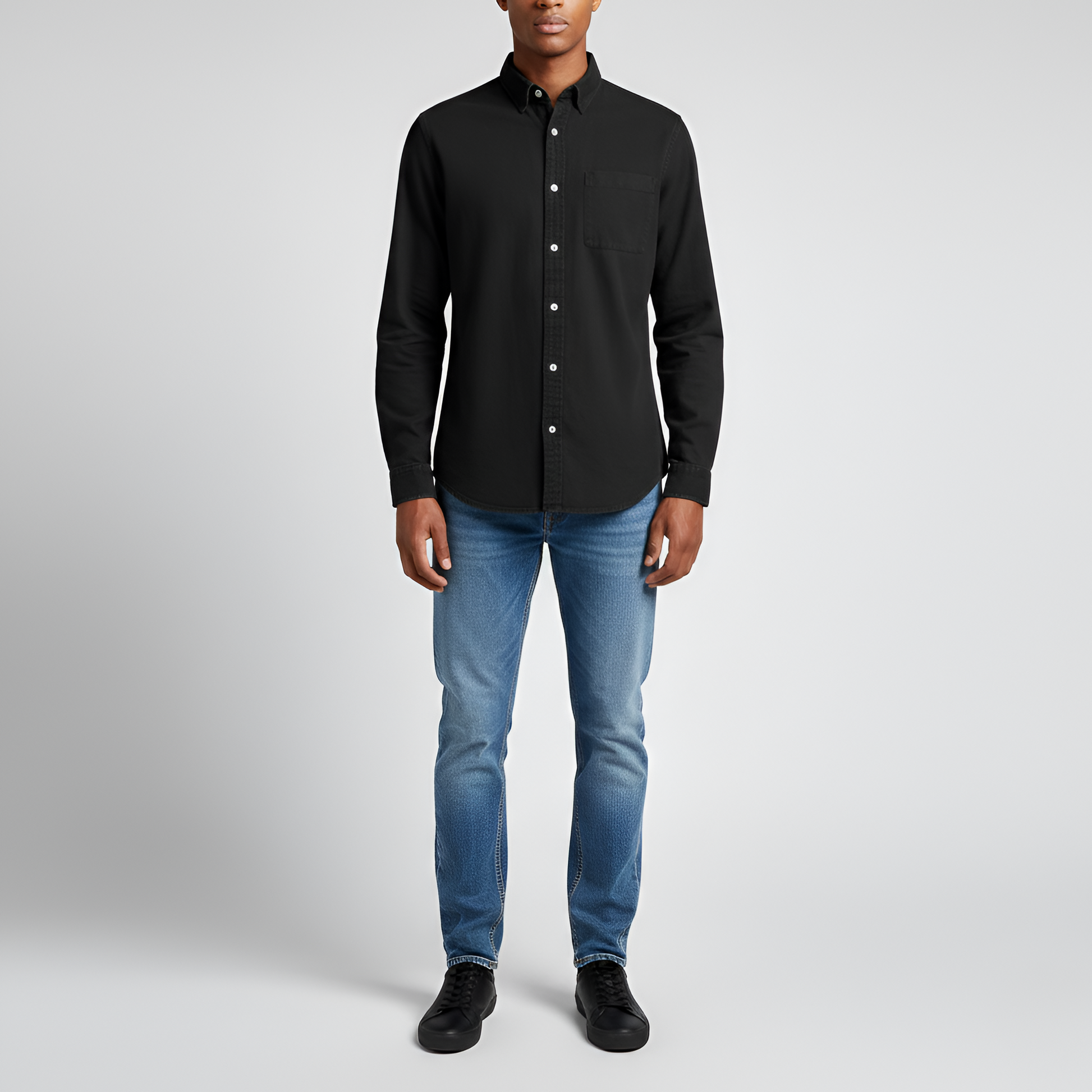 Men's Cotton Long Sleeve Button Down Shirt Casual Fit - Vonnera