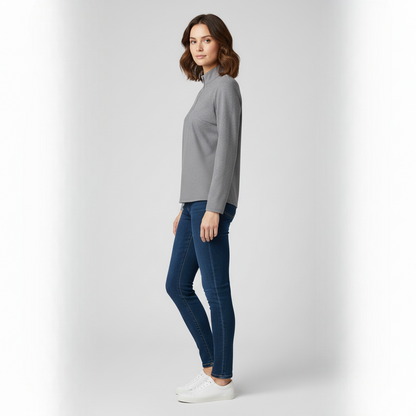 Women's Quarter Zip Sweater Textured Mock Neck