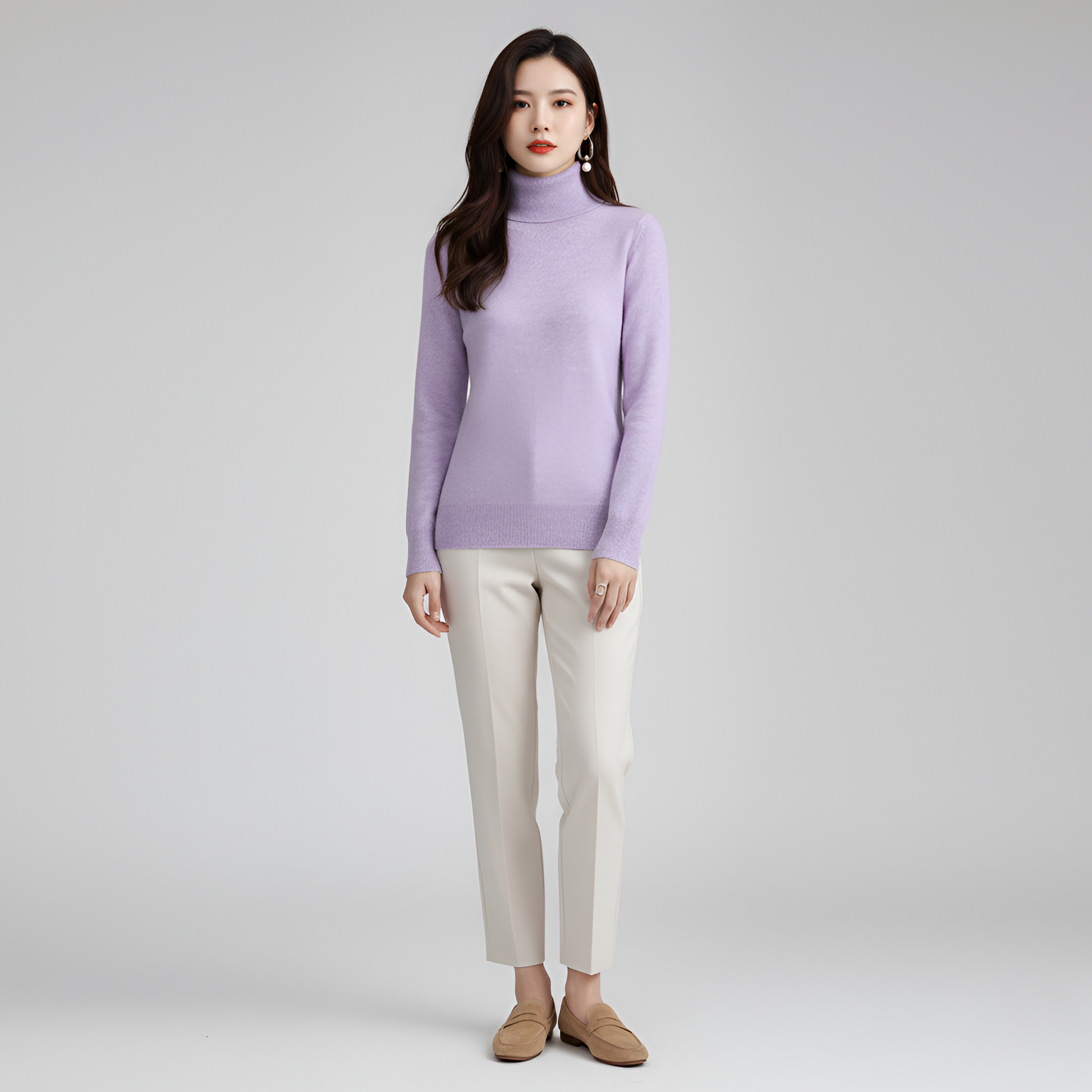 Women's Slim Fit Turtleneck Sweater Long Sleeve Pullover - Vonnera