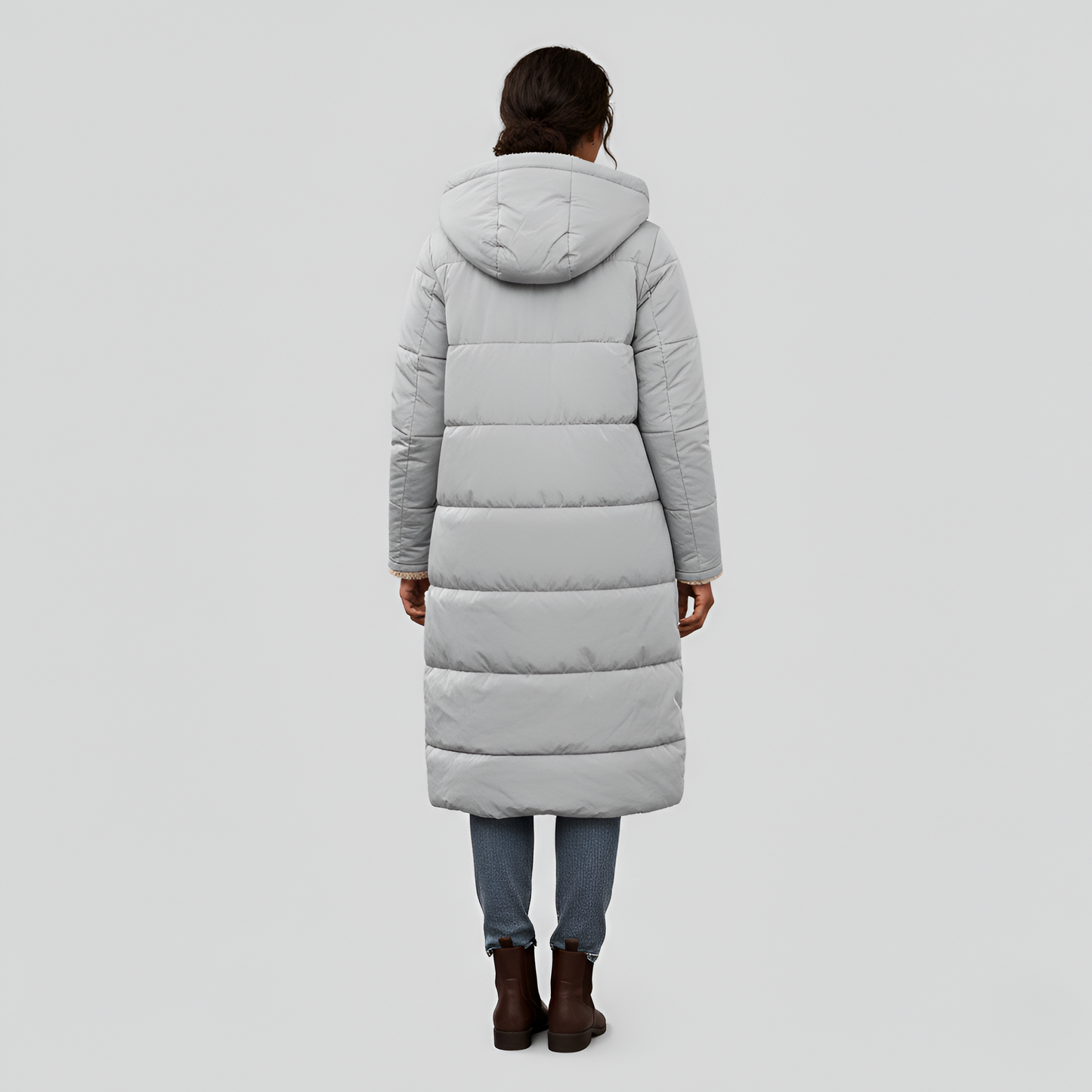Women's Quilted Winter Parka Faux Fur Lined Hooded Black
