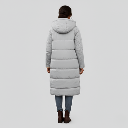 Women's Quilted Winter Parka Faux Fur Lined Hooded Black
