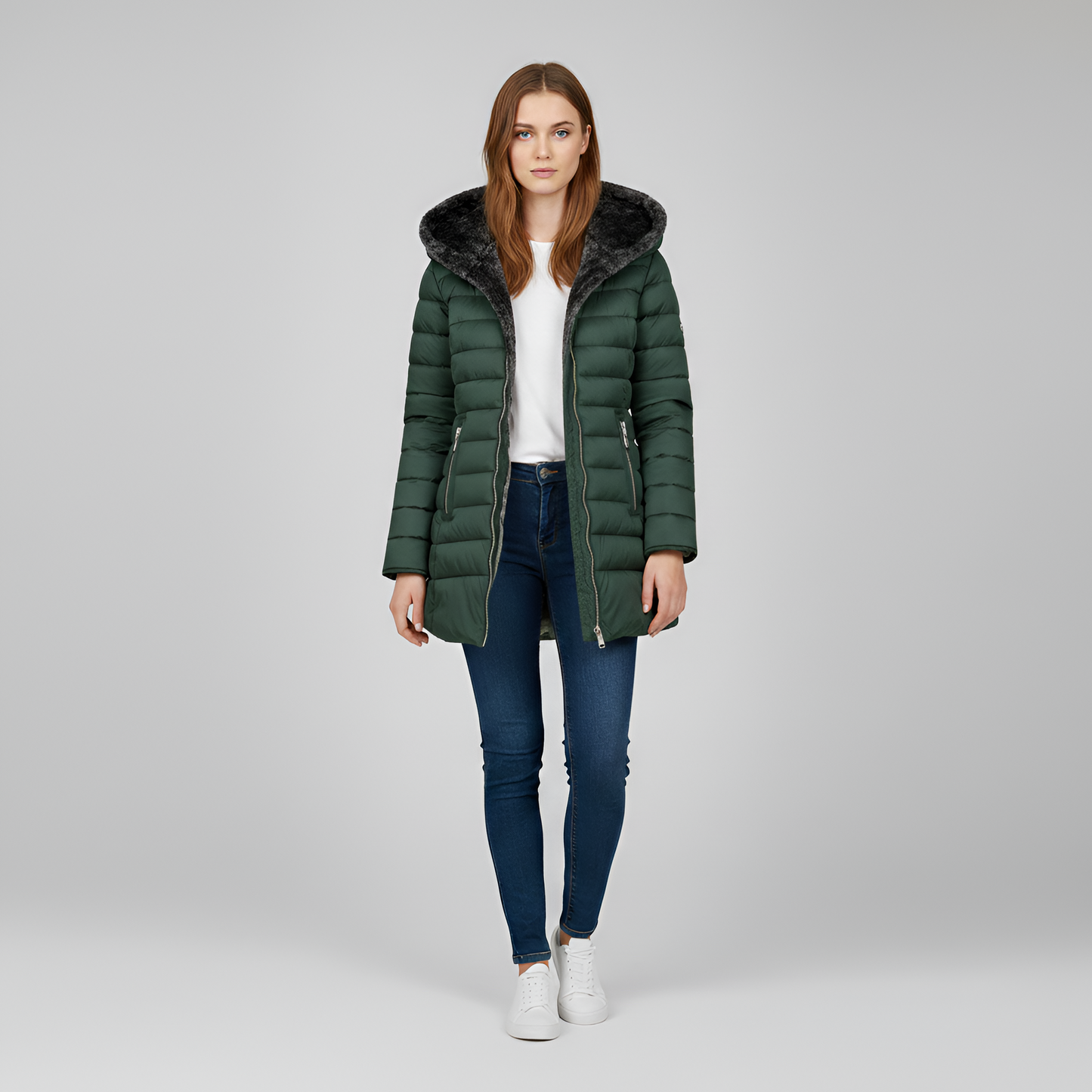 Women's Insulated Quilted Coat Hooded Padded Parka Jacket