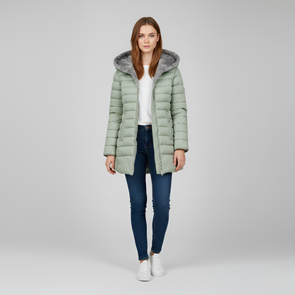Women's Insulated Quilted Coat Hooded Padded Parka Jacket