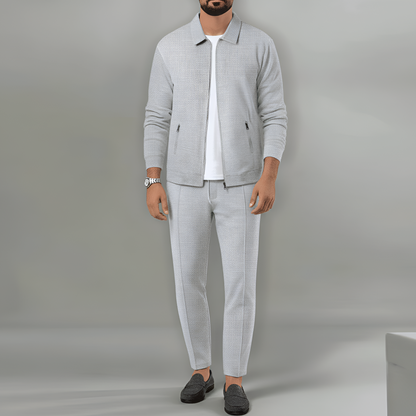 Men's Waffle Knit Tracksuit Jacket and Pants Set