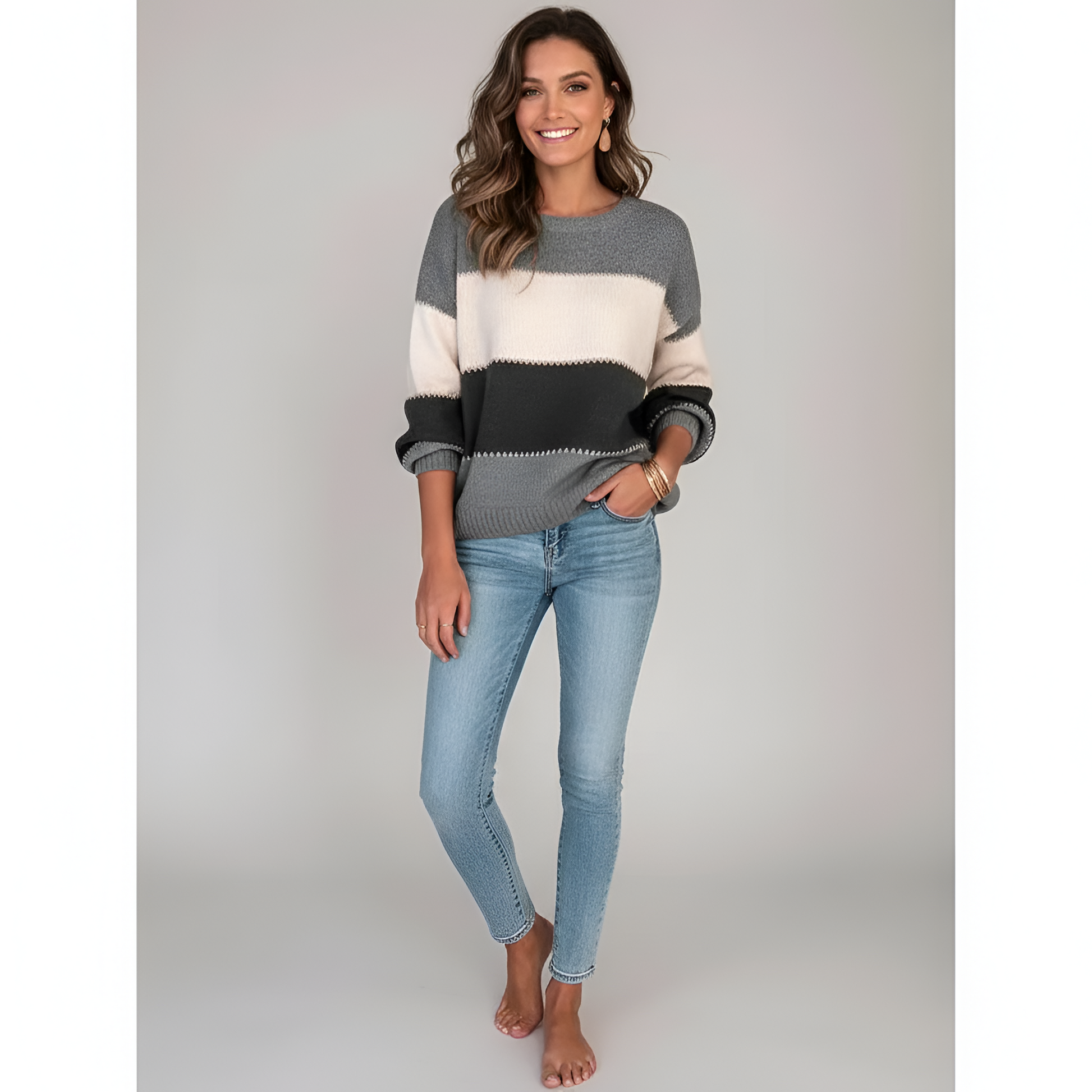 Women's Cotton Blend Sweater Pullover Long Sleeves - Vonnera