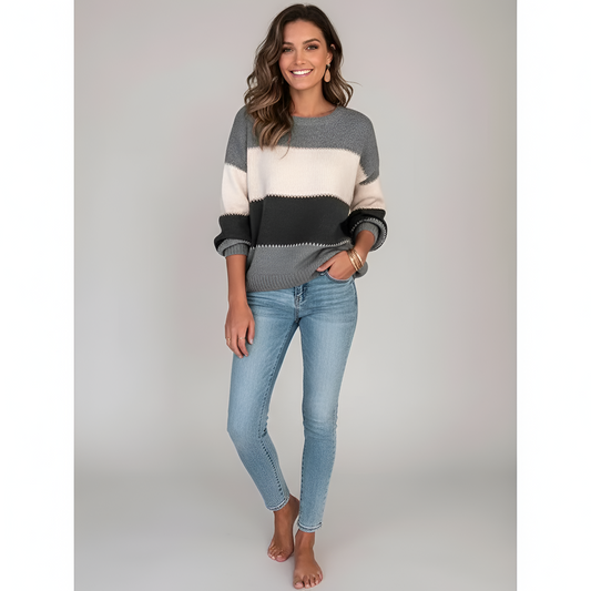 Women's Cotton Blend Sweater Pullover Long Sleeves - Vonnera