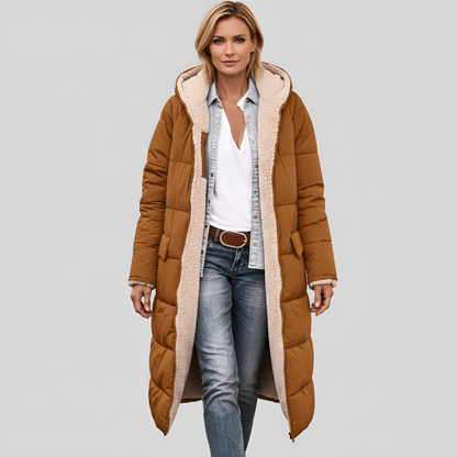 Women's Quilted Winter Parka Faux Fur Lined Hooded Black