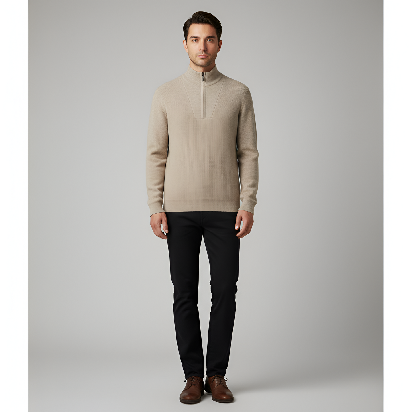 Men's Knit Sweater Half Zip Pullover Navy