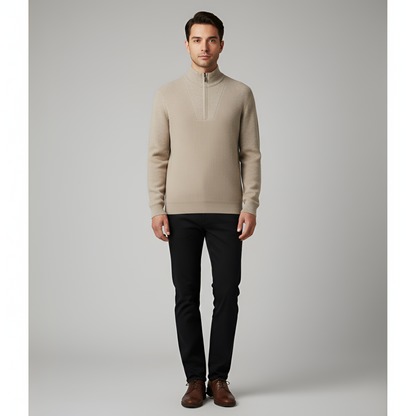 Men's Knit Sweater Half Zip Pullover Navy