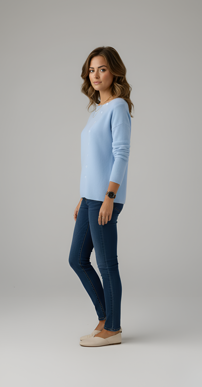 Women's Lightweight Knit Pullover Sweater Button Front