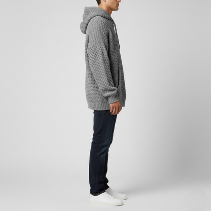 Men's Oversized Hoodie Gray Textured Knit
