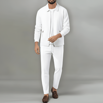 Men's Waffle Knit Tracksuit Jacket and Pants Set
