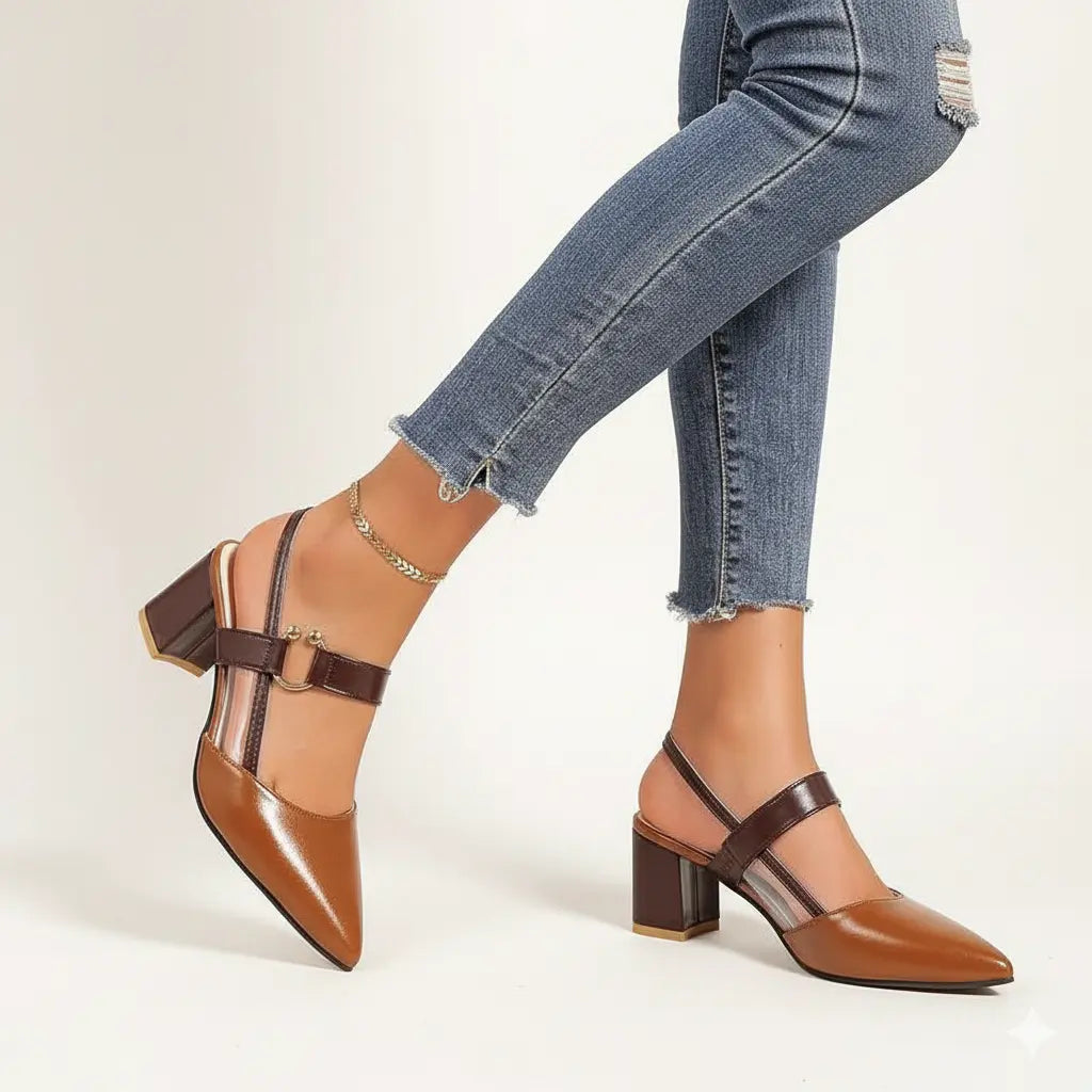 Women's Low Block Heel Slingback Shoes - Vonnera
