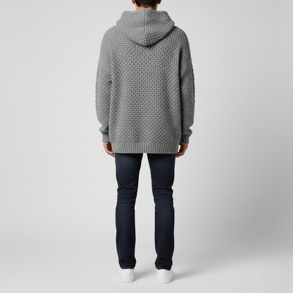 Men's Oversized Hoodie Gray Textured Knit