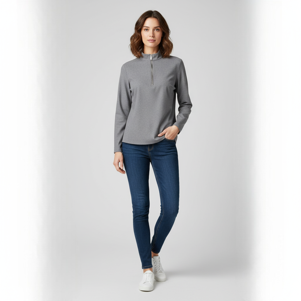 Women's Quarter Zip Sweater Textured Mock Neck - Vonnera