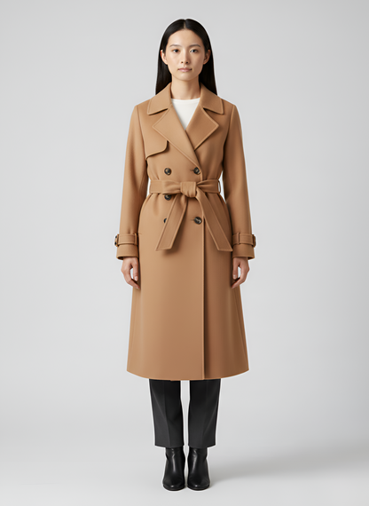 Women's Double Breasted Wool Coat Long