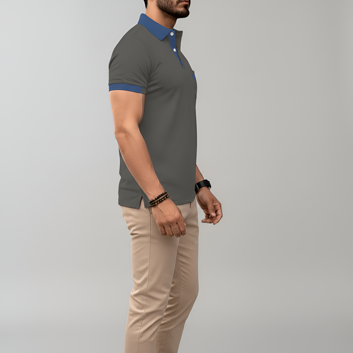 Men's Cotton Polo Shirt Short Sleeve Casual Button Front
