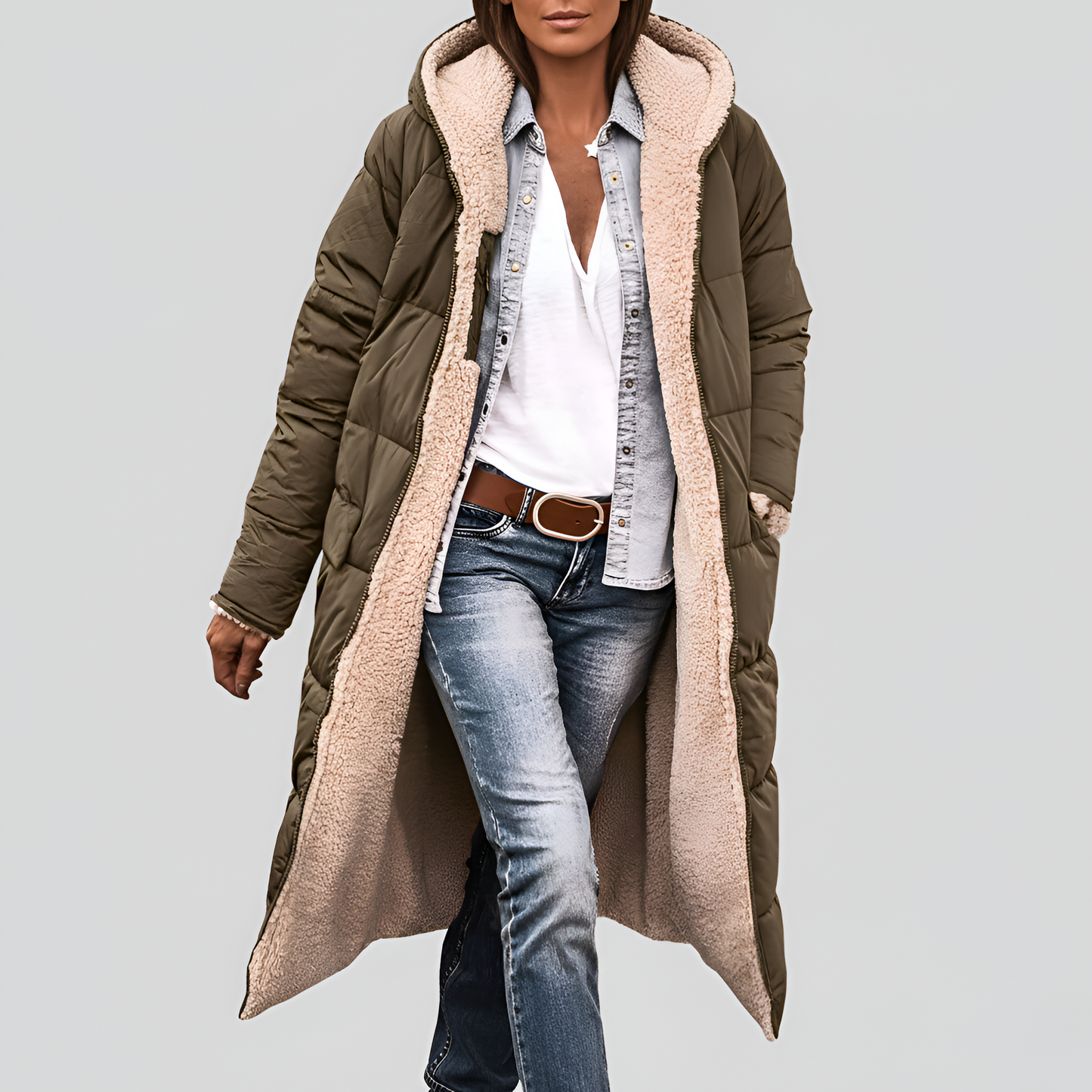 Women's Quilted Winter Parka Faux Fur Lined Hooded Black