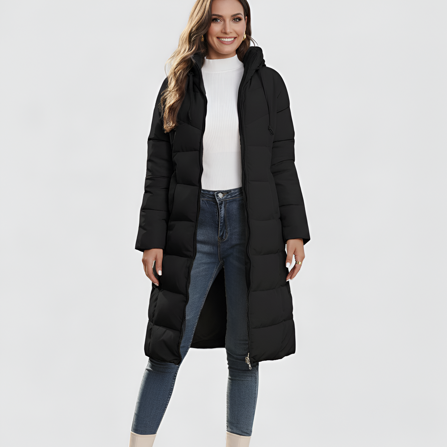 Women's Insulated Puffer Coat Hooded Quilted Winter Jacket - Vonnera