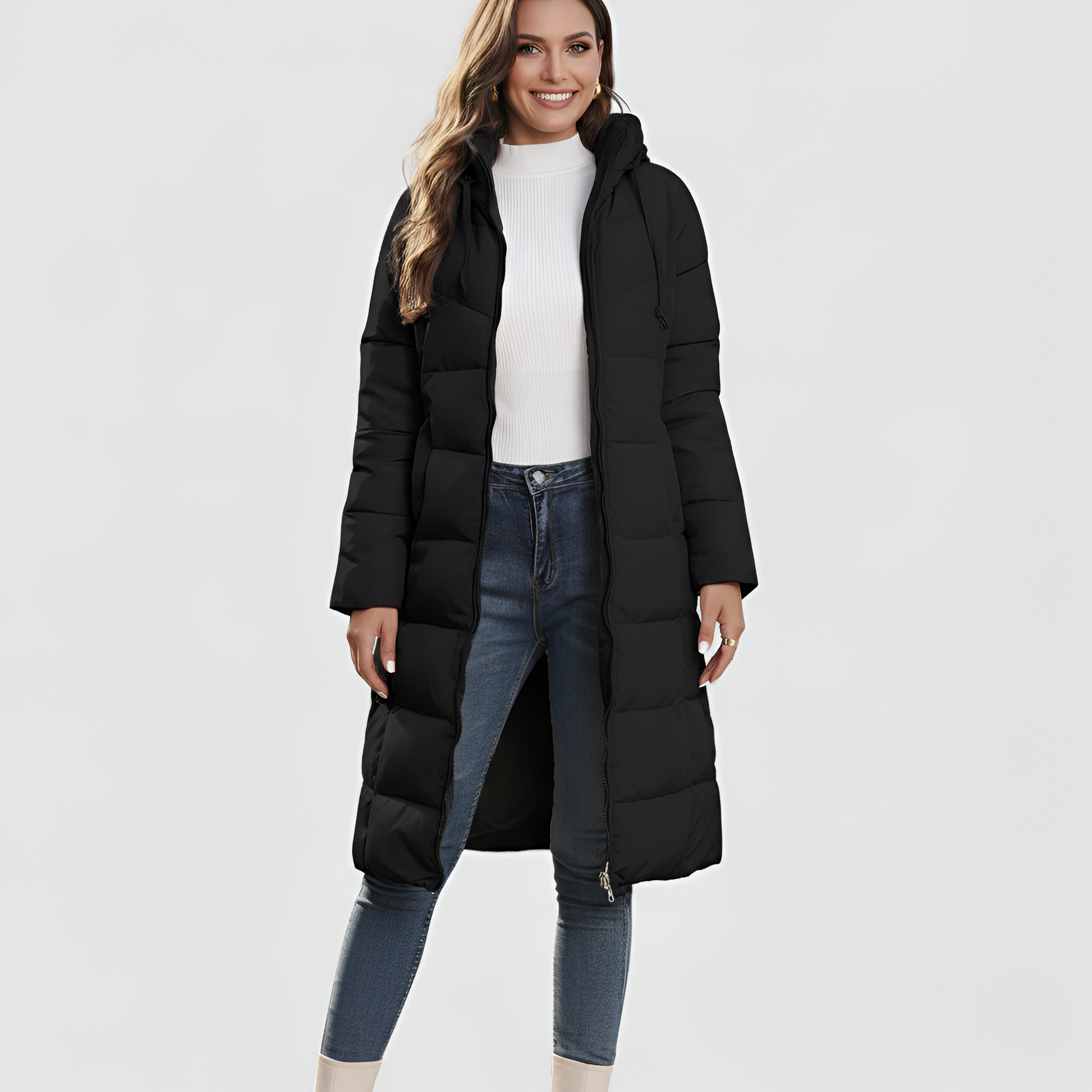 Women's Insulated Puffer Coat Hooded Quilted Winter Jacket - Vonnera