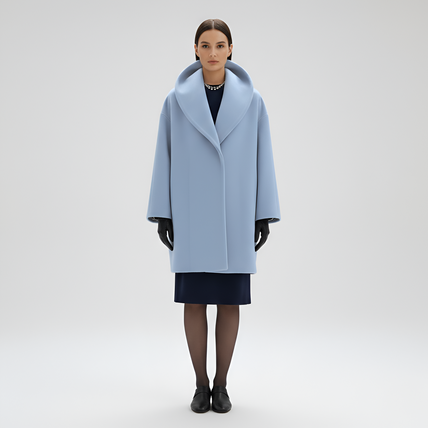 Women's Wool Blend Midi Coat Shawl Collar Winter - Vonnera