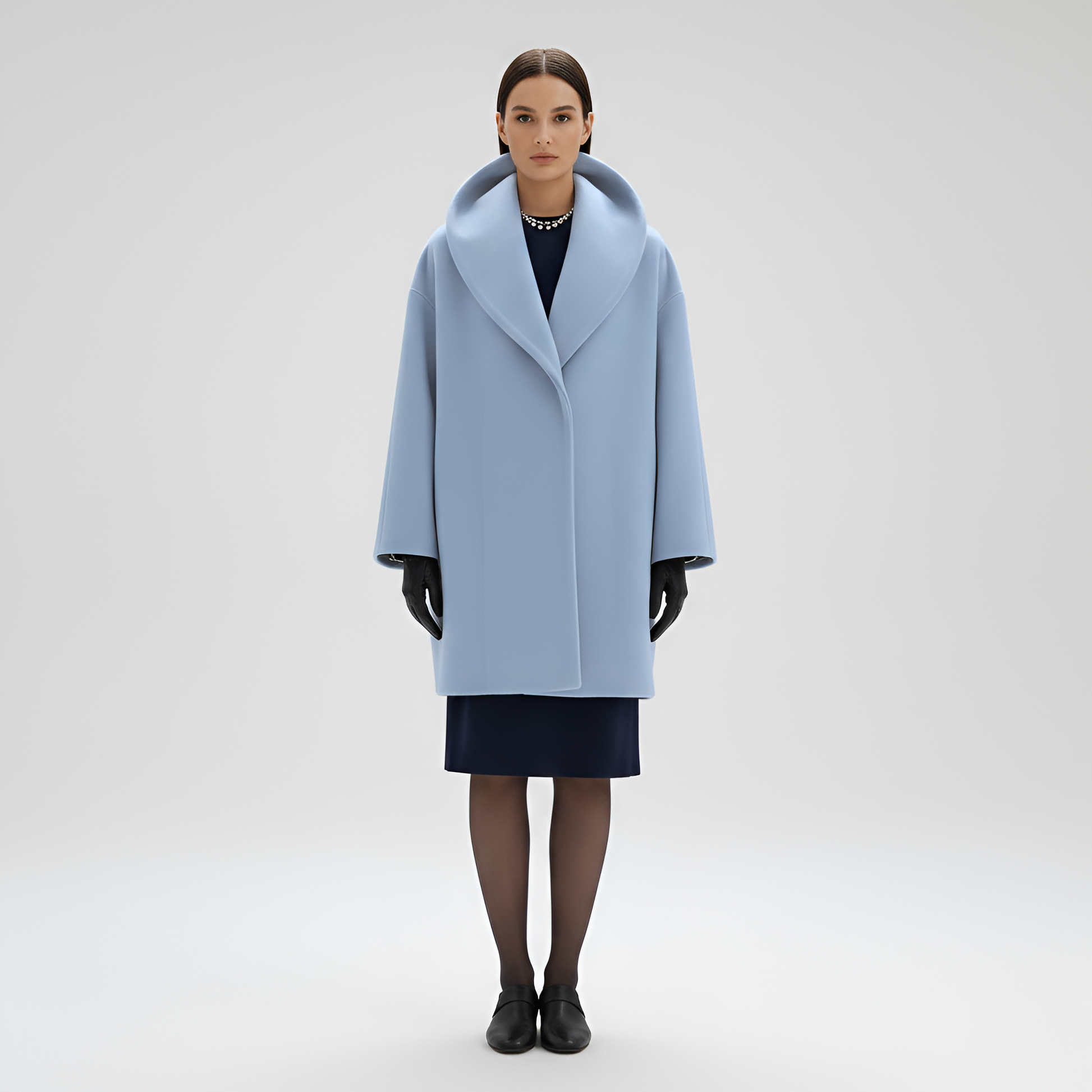 Women's Wool Blend Midi Coat Shawl Collar Winter - Vonnera