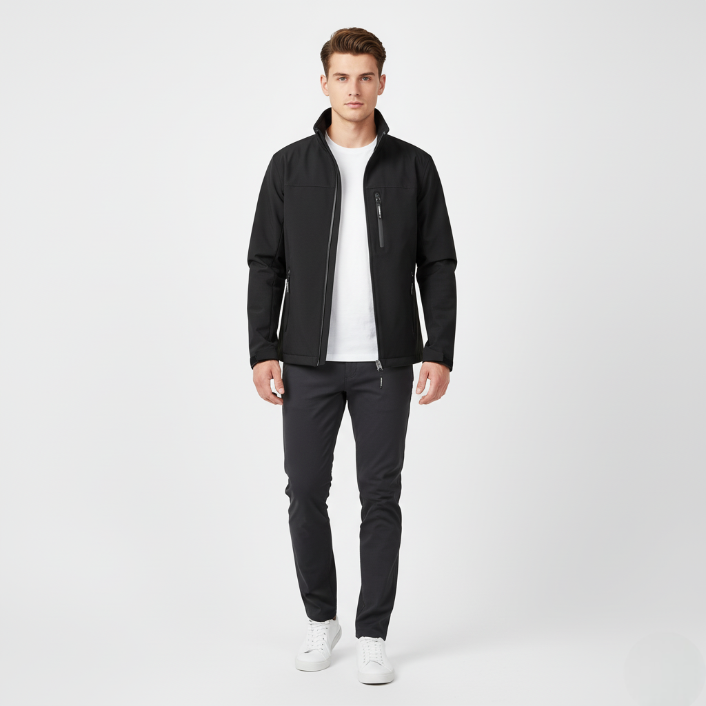 Men's Softshell Water-Resistant Jacket Black - Vonnera