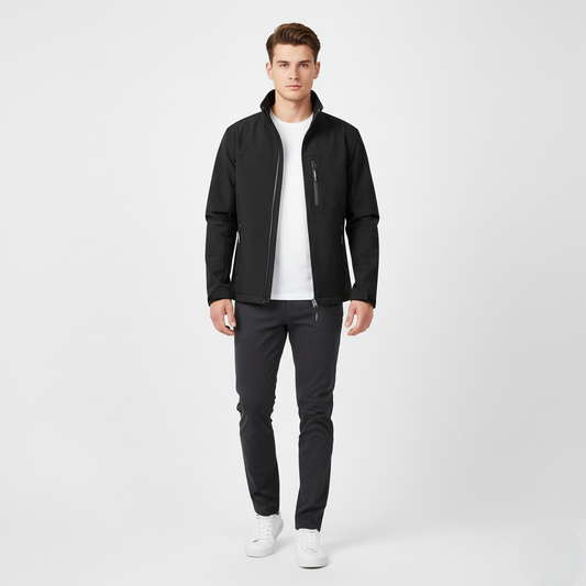 Men's Softshell Water-Resistant Jacket Black - Vonnera