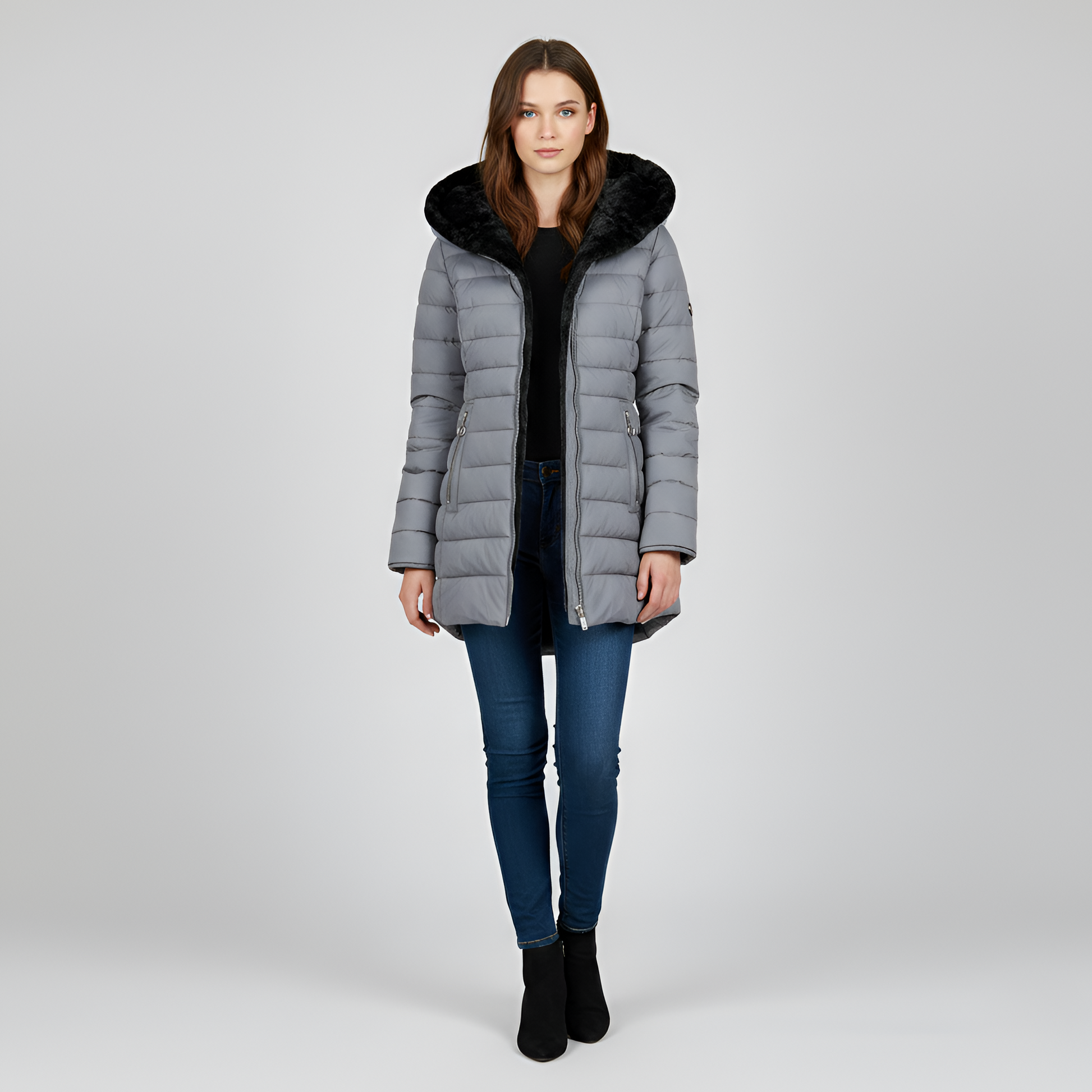 Women's Insulated Quilted Coat Hooded Padded Parka Jacket - Vonnera