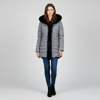 Women's Insulated Quilted Coat Hooded Padded Parka Jacket - Vonnera