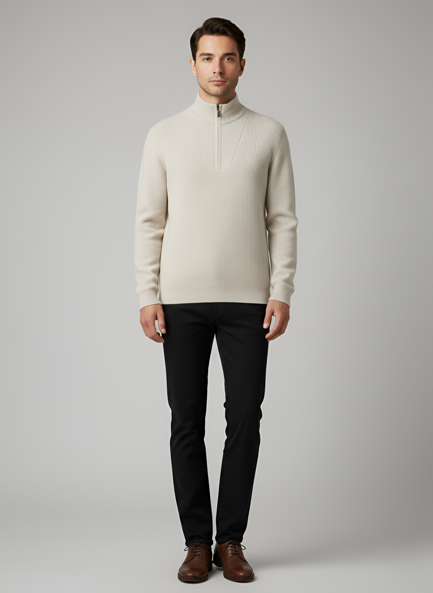 Men's Knit Sweater Half Zip Pullover Navy - Vonnera