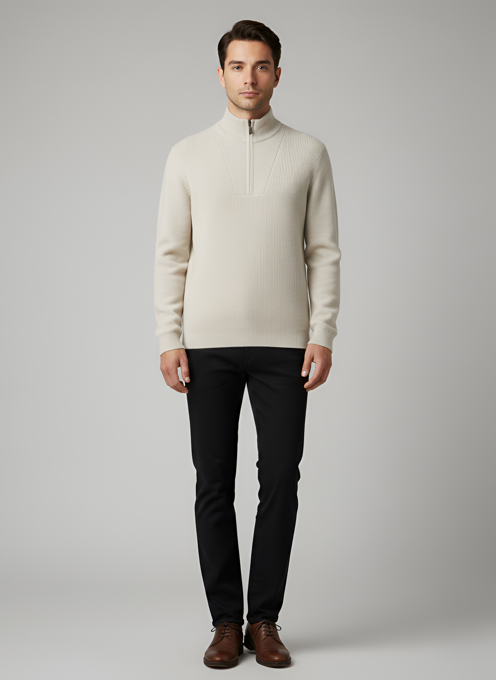 Men's Knit Sweater Half Zip Pullover Navy - Vonnera