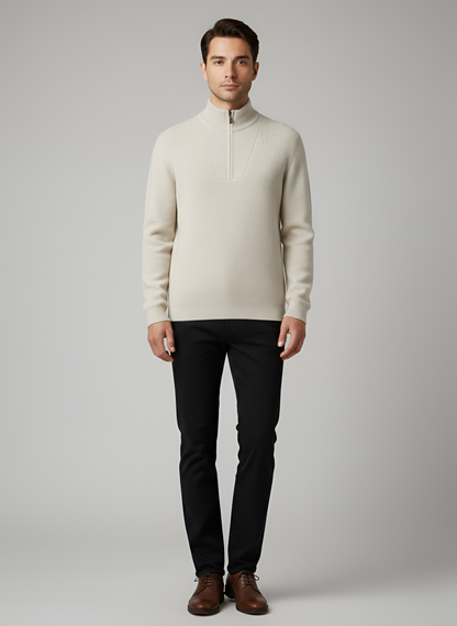 Men's Knit Sweater Half Zip Pullover Navy - Vonnera