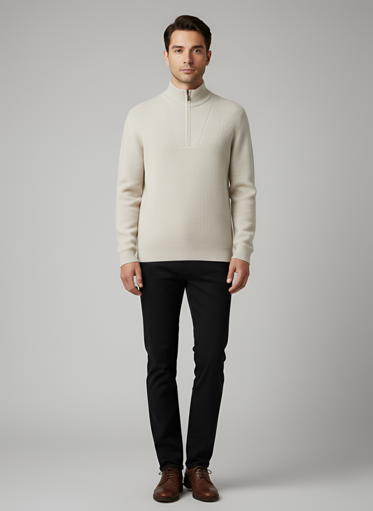 Men's Knit Sweater Half Zip Pullover Navy - Vonnera