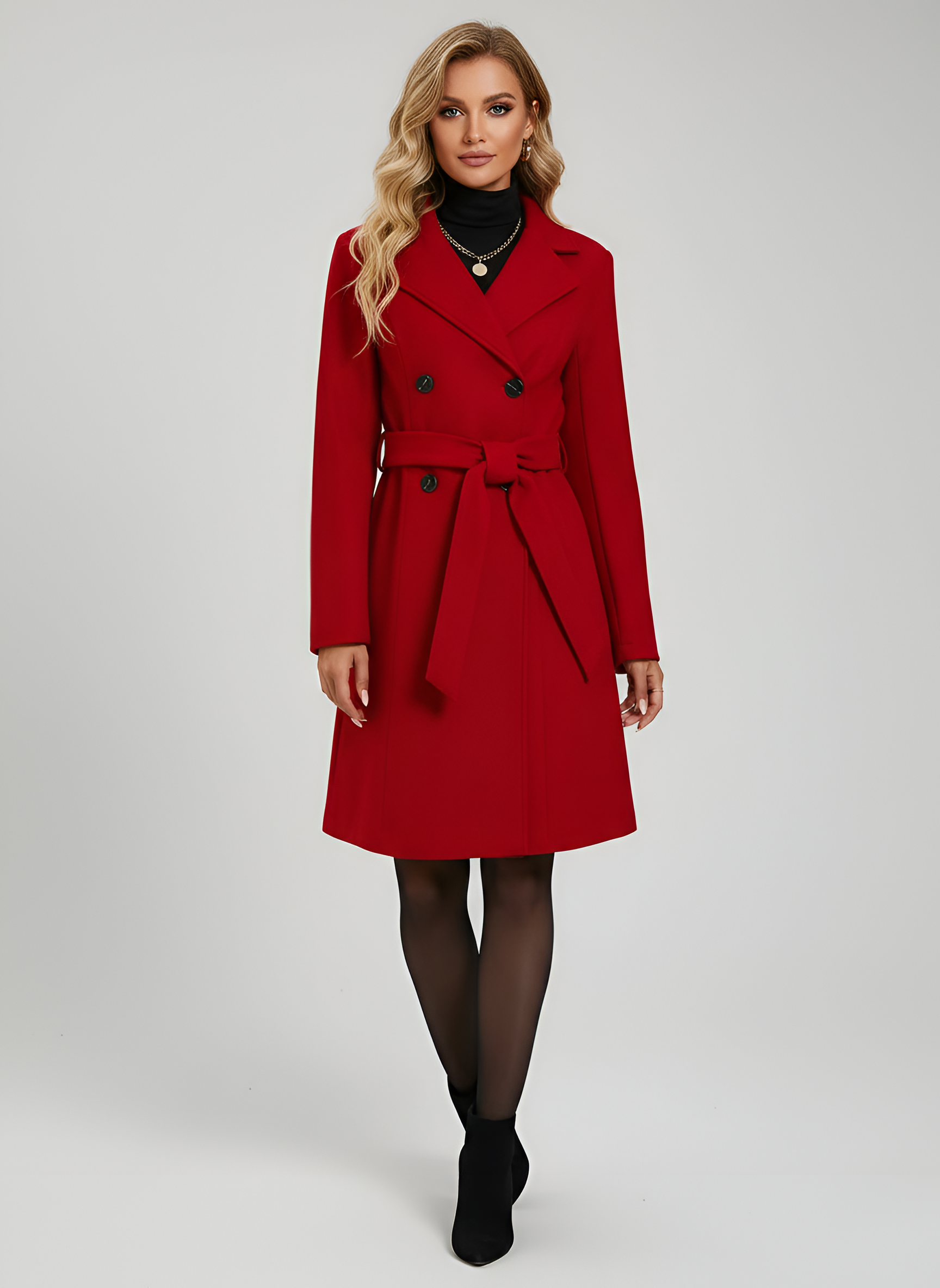Women's Double Breasted Wool Coat Long - Vonnera
