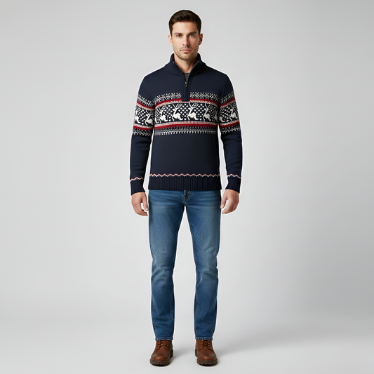 Men's Wool Blend Half Zip Sweater - Vonnera