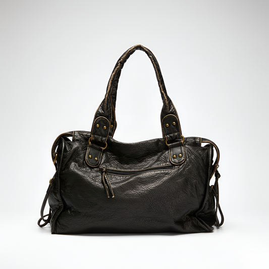 Women Leather Shoulder Bag Zipper Pockets - Vonnera
