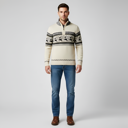 Men's Wool Blend Half Zip Sweater