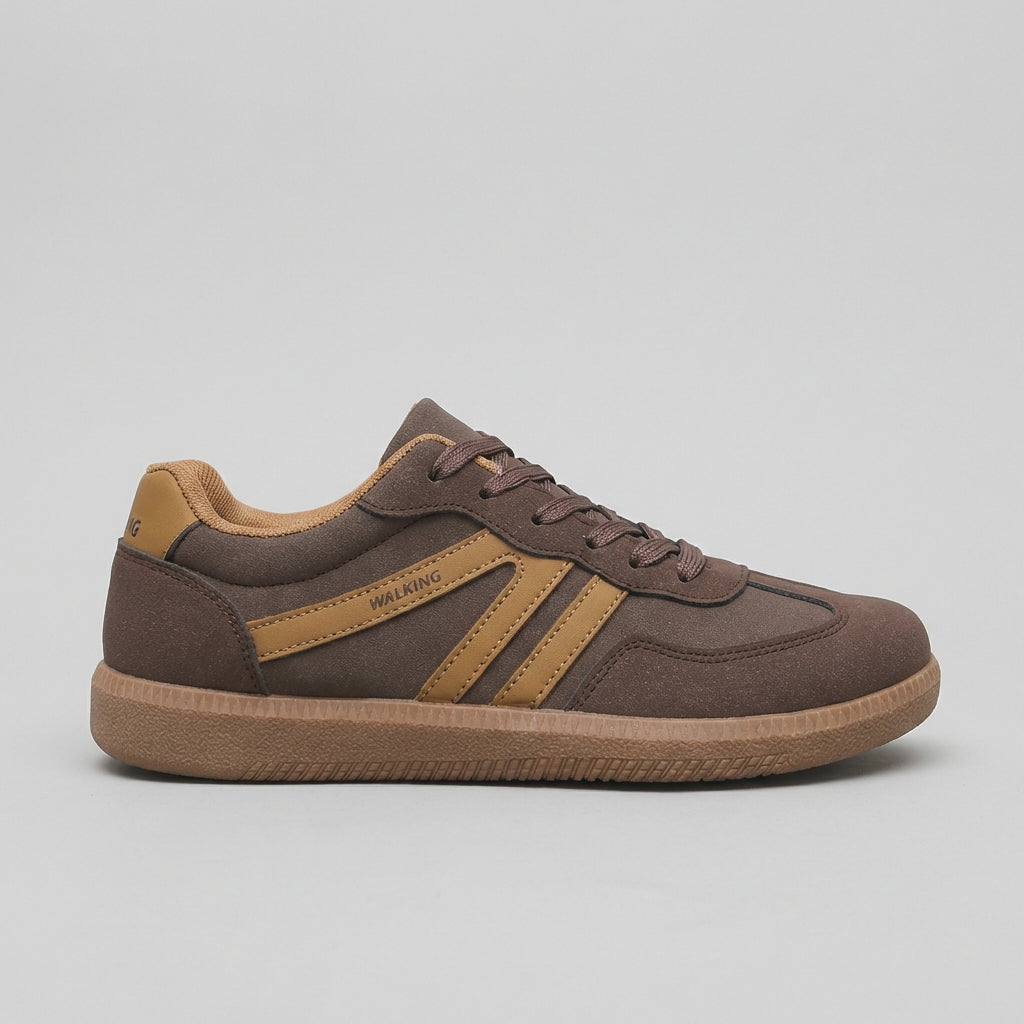 Lace Up Sneakers Textured Sole Contrast Stripes