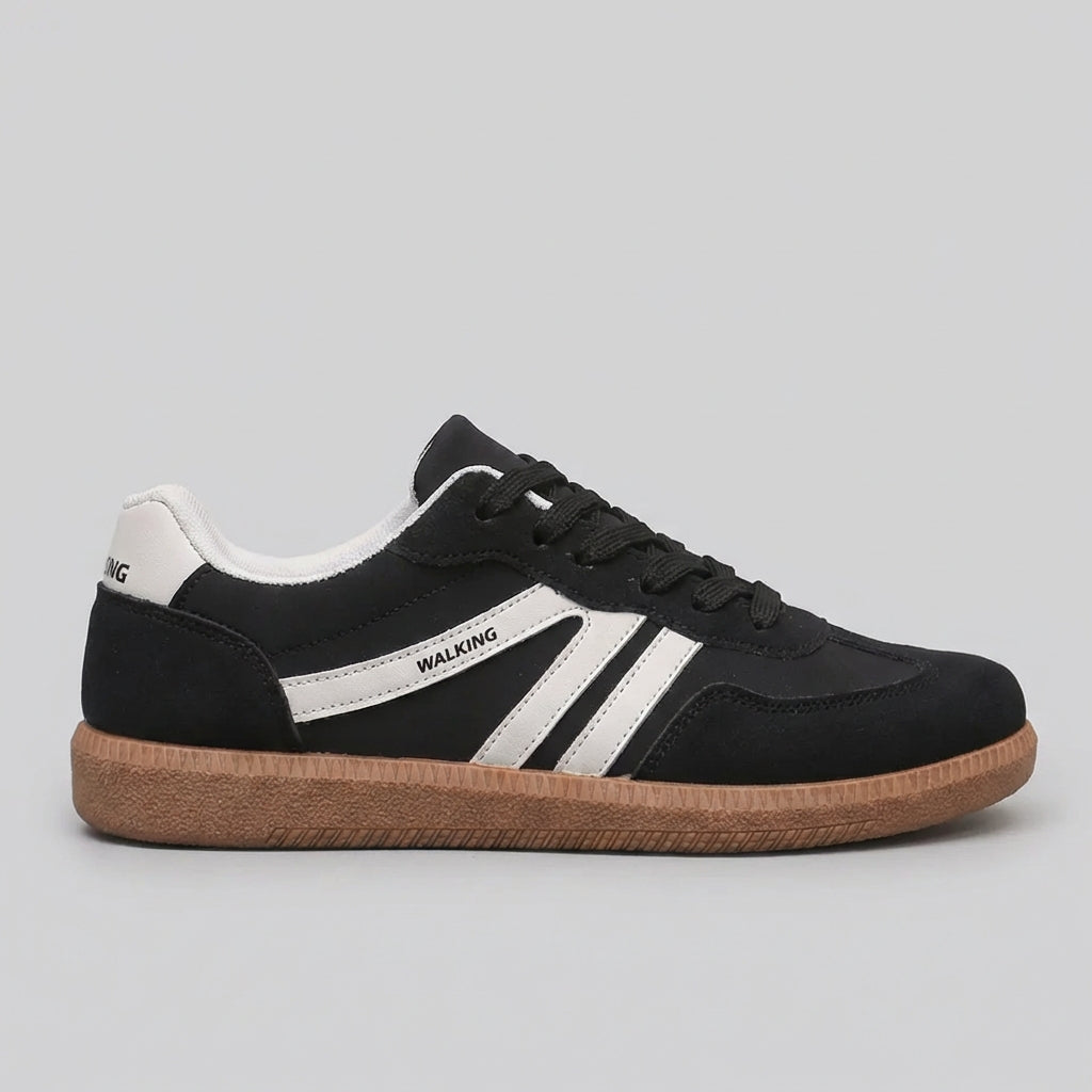 Lace Up Sneakers Textured Sole Contrast Stripes