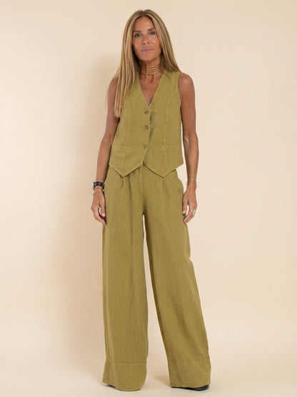 Linen Texture Vest And Trousers Set - Vonnera