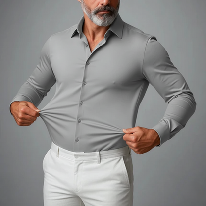Men's Slim Fit Button-Down Shirt Stretch Fabric